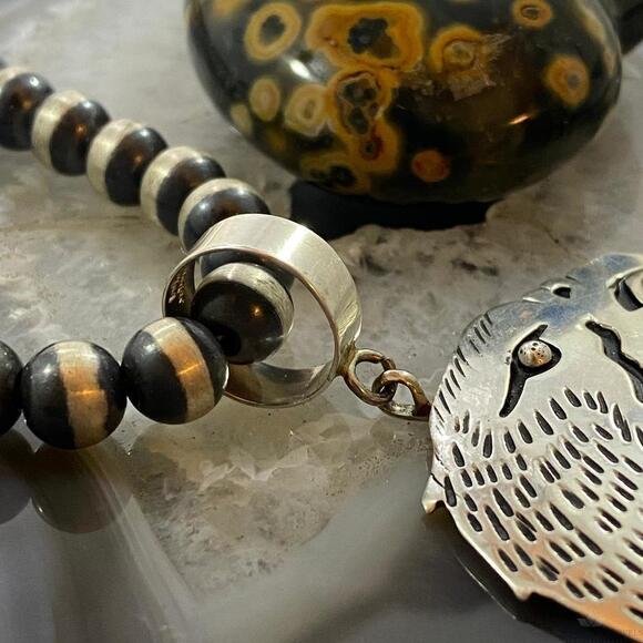 Tommy & Rosita Singer Sterling Silver Green Turquoise Overlay Eagle Pendant - Picture 3 of 10